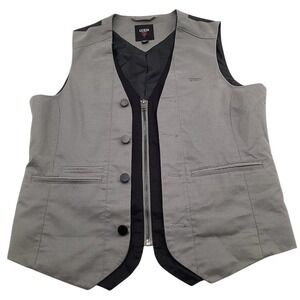 GUESS Men's Gray Bomber Vest M Button & Zip Closure Casual Fall